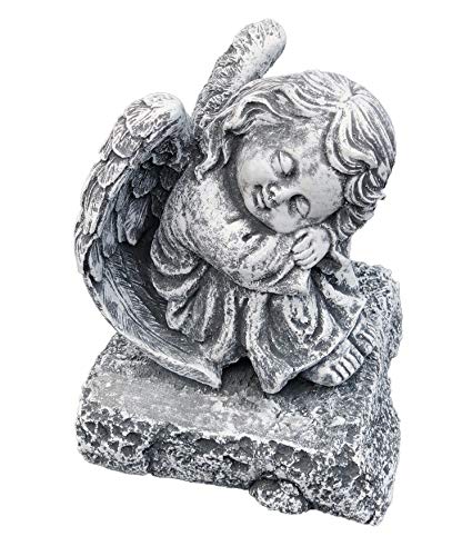 stoneandstyle Steinfigur Engel auf Fels sitzend, massiver Steinguss, Frost- und wetterfest bis -30°C von stoneandstyle