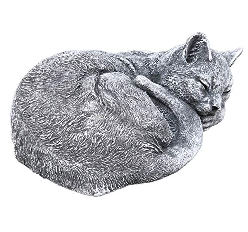 Steinfigur Katze schlafend Frost- und wetterfest bis -30°C, massiver Steinguss von Stone and Style
