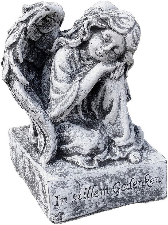 Stone and Style Engelfigur Steinfigur kleiner Engel auf Sockel frostfest von Stone and Style
