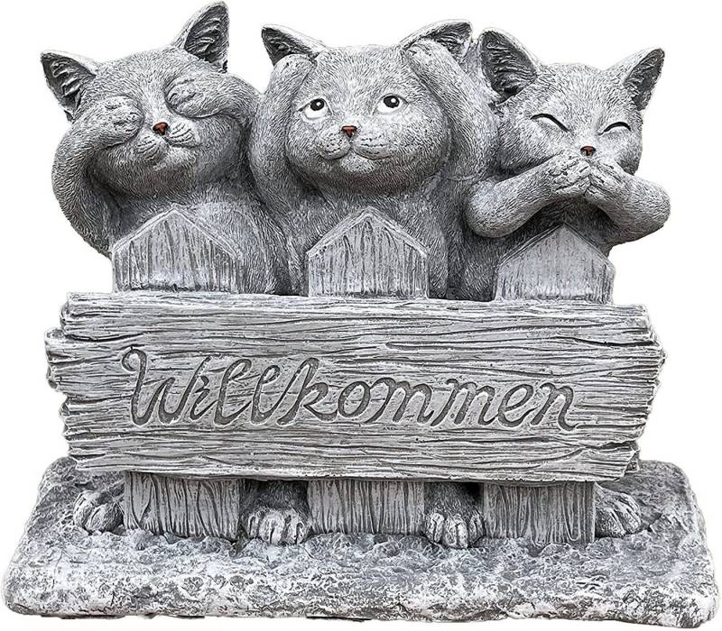 Stone and Style Gartenfigur Katzen Trio Willkommen von Stone and Style