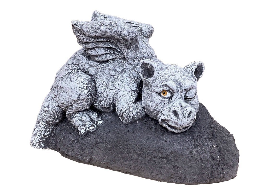 Stone and Style Gartenfigur Steinfigur Schlummerdrache Drache frostfest Steinguss von Stone and Style