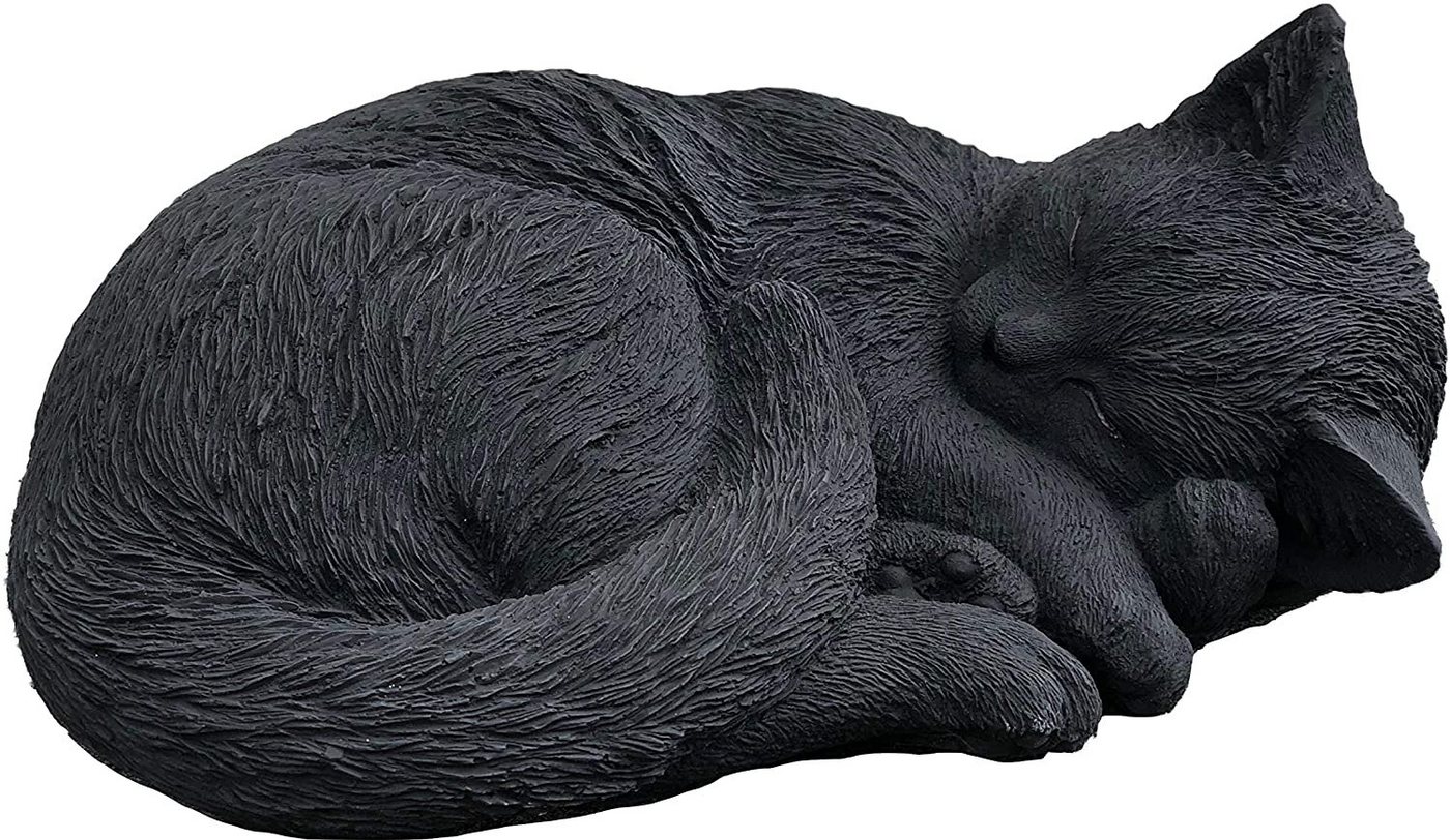 Stone and Style Gartenfigur Steinfigur schwarze Katze schlafend eingerollt von Stone and Style
