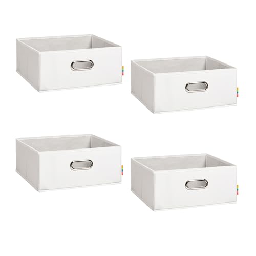 Storanda | 4er Set | LEA Aufbewahrungsbox Halbhoch Regal | Korb Regalbox für Würfelregal Kallax | Aufbewahrung Schlafzimmer, Bad, Büro, Kinderzimmer | Einsatz Schubladentrenner | 33x33x16 cm | Weiß von Storanda