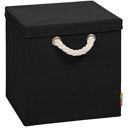 Storanda | Aufbewahrungsbox LEO + Deckel | Faltbox | Korb | 30x30x30 cm | (Schwarz) von Storanda