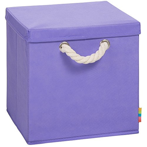 Storanda | Aufbewahrungsbox LEO + Deckel | Faltbox mit Kordel | 30x30x30 cm | Flieder von Storanda