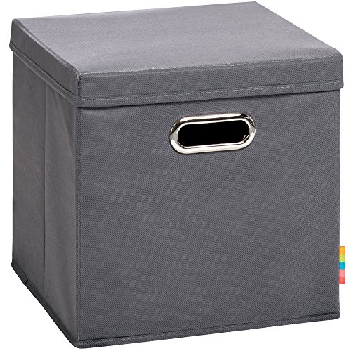 Storanda | Aufbewahrungsbox MIA + Deckel | Faltbox | Korb | 28x28x28 cm | Anthrazit von Storanda