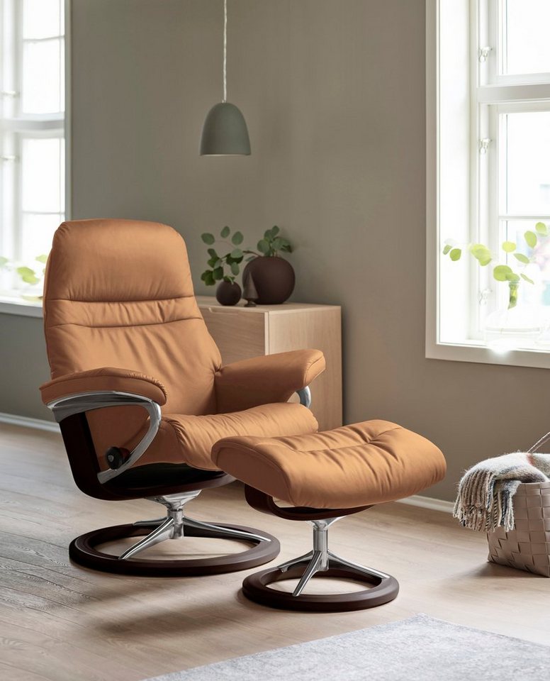 Stressless® Relaxsessel Sunrise (Set, Relaxsessel mit Hocker), mit Signature Base, Größe L, Gestell Braun von Stressless®