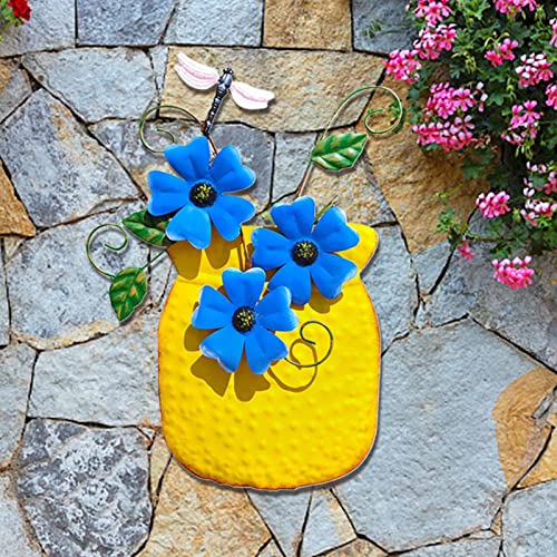 12,79 X 7,67 Zoll Metall Blumen Gartendeko Blume Metall Wand Kunst Dekoration Für Wohnzimmer Garten Balkon Wanddeko Blumen Wand Skulptur 3D Metall Hängendes Ornament Für Schlafzimmer, Outdoor, Garten von Stronrive