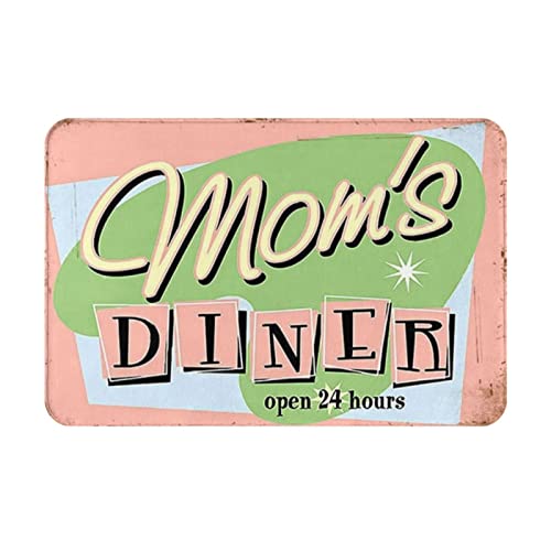 Strunt Vintage Moms Diner Open 24 Hours dekorative Fußmatte für drinnen / Badezimmer / Küche / Schlafzimmer / Eingangsbereich, rutschfest, 40,6 x 61 cm von Strunt