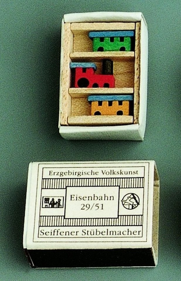 Stübelmacher Gunter Flath Weihnachtsfigur Miniaturzündholzschachtel Eisenbahn BxH 5x4 cm NEU, für Setzkasten von Stübelmacher Gunter Flath