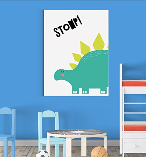 Stukk Kunstdruck, Dinosaurier-Stomp, skandinavisches Tier, Kinderzimmer, Wanddekoration, A2 (420 x 594 mm) von Stukk