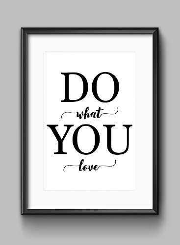 Stukk Posterdruck Do What You Love, inspirierendes Zitat, A2 (420 x 594 mm), Weiß von Stukk