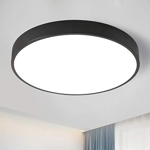 Style home 24W LED Deckenlampe Deckenleuchte Küchenlampe Runde Lampe für Diele Küche Flur Schlafzimmer, 30 * 30 * 4cm (24W-Schwarz) von Style home