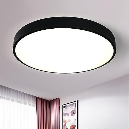 Style home 36W Deckenlampe LED Deckenleuchte,Ø40x4cm,Warmweiß 3000K,ultraslim runde Lampe aus Metall, für Wohnzimmer Schlafzimmer Büro Küche Diele Flur (Schwarz) von Style home