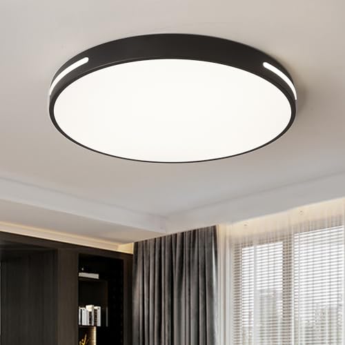 Style home 96W LED Deckenleuchte Deckenlampe, dimmbar mit Fernbedienung, Ø50x5cm ultraslim moderne Leuchte für Wohnzimmer Schlafzimmer Arbeitszimmer Büro (Schwarz) von Style home