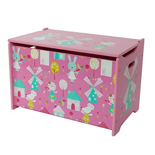 Style home Spielzeugtruhe Spielzeugkiste Kinder Sitztruhe Sitzbank Aufbewahrungsbox für Kinderzimmer, Rosa, Holz (60 x 36 x 39 cm) von Style home