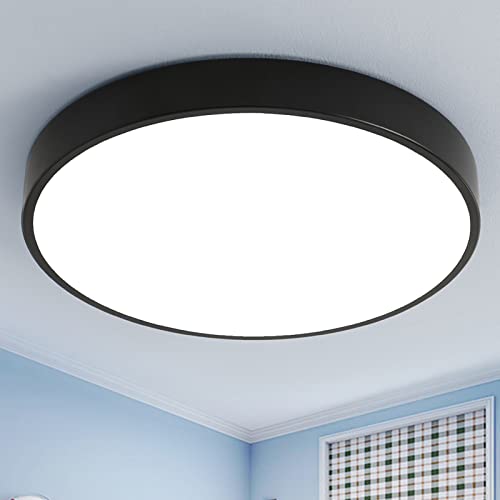 Style home LED Deckenlampe Flach Rund Deckenleuchte 36W Warmweiß 3000K, für Wohnzimmer Schlafzimmer Küche Flur Keller, Ø40*4cm Schwarz von Style home