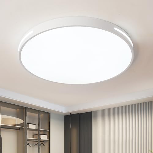 Style home 96W LED Deckenleuchte Deckenlampe aus Metall, Ø50x5cm,dimmbar mit Fernbedienung,runde flach Lampe für Wohnzimmer Schlafzimmer Büro Küche Diele Balkon(Weiß) von Style home