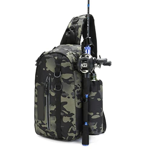 Angelgerät Rucksack, Angelgerät Aufbewahrungstasche mit Rutenhalter Reflektierende Streifen Angeln Umhängetasche Umhängetasche zum Angeln Camping von Stylebest