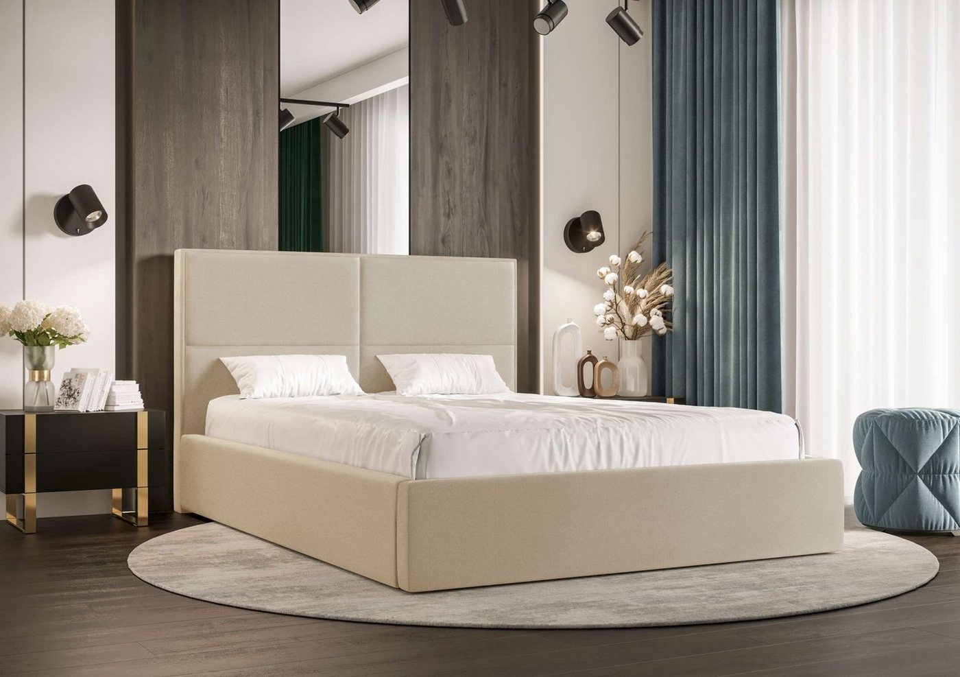 Stylefy Polsterbett Armando (Schlafzimmerbett, Bett), 120/140/160/180 x 200 cm, Bettkasten, Kopfteil gepolstert von Stylefy
