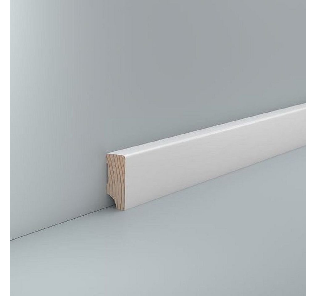 Südbrock Sockelleiste Sockelleiste weiß Holz 16x40 RAL 9016 Lackiert Fußleiste Laminat, L: 250 cm, H: 4 cm, 1-St. von Südbrock