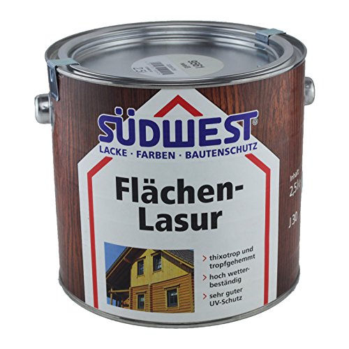 Südwest Flächen-Lasur thixotrop hoch wetterbeständig Farbton wählbar 2,5 Liter, Südwest :9551 Ebenholz von Suedwest Verlag