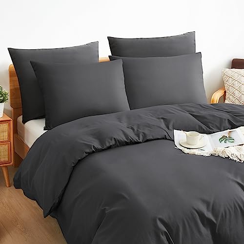 Sufdari Bettwäsche 135x200cm 100% Baumwolle Bettbezug -Atmungsaktive Bettwäsche Sets, Bettwäsche mit Reißverschluss+1 Kissenbezug 80x80 cm - Grau von Sufdari