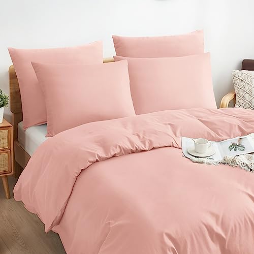 Sufdari Bettwäsche 200x220cm 100% Baumwolle Bettbezug -Atmungsaktive Bettwäsche Sets, Bettwäsche mit Reißverschluss+2 Kissenbezüge 80x80 cm - Rosa von Sufdari