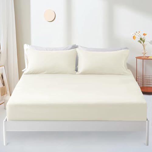 Sufdari Mattress Covers Waterproof Super King, 180x200cm Mattress Protector, 30cm Deep Pocket Fitted Sheet, Mattress Protector with Elastic Rubber Band Mattress Overlays-Cream von Sufdari