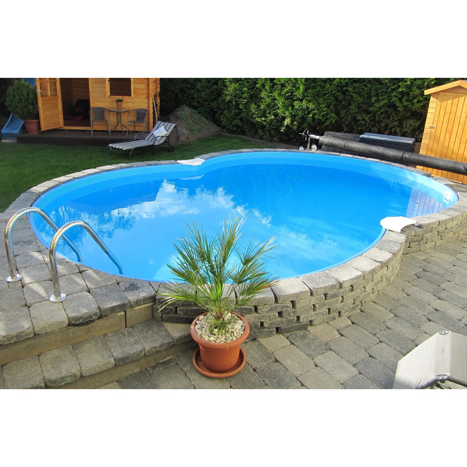 Summer Fun Stahlwand-Pool-Set CALIFORNIA Halbhoch-Einbaub. Achtf. 725 x 460 x 12 von Summer Fun