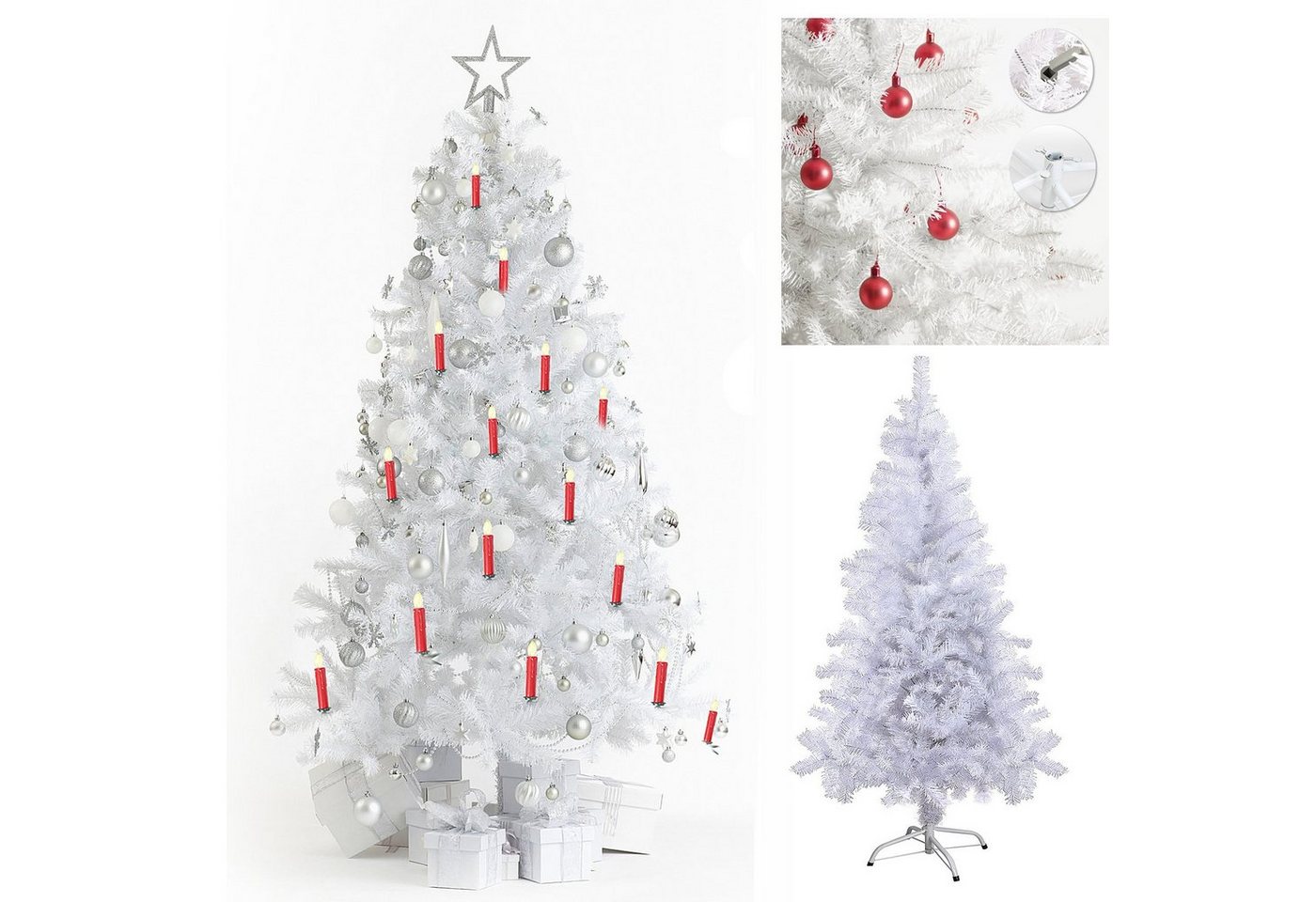 SunJas Künstlicher Weihnachtsbaum XM-3-9, 120cm-180cm Weihnachtsbäume Tannenbaum mit Ständer Christbaum von SunJas