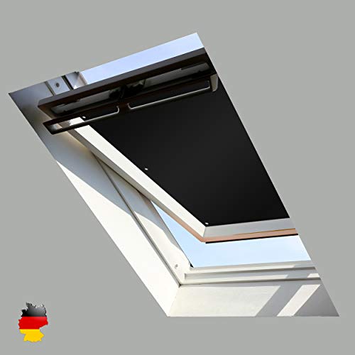 Sonnenschutz für Dachfenster | Perfekt für Velux und Roto Fenster | 100% Verdunkelung | Sonnen und UV Schutz | GGU, GPU, GHU, GTU, GXU, GGL, GPL, GHL, GTL, GXL (Schwarz, 76x115) von Sunce24