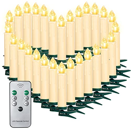 10/20/ 30/40 er Weihnachten LED Lichterkette Weihnachtskerzen Weihnachtsbaum Kerzen mit Fernbedienung Kabellos [Energieklasse A+++] von SunJas