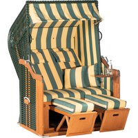 SunnySmart Strandkorb "Rustikal 250 Plus", 2-Sitzer, komplett montiert, Oberkorb in einem Stück geflochten von Sunnysmart