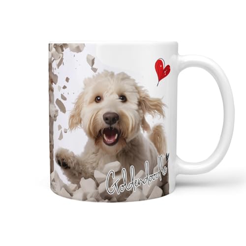 Hunde-Tasse: Liebe zum Haustier | Kaffee-Tasse | Geschenk für Hundeliebhaber Hundebesitzer | Haustierliebe | Geschenkidee | Keramik 330ml (Goldendoodle weiss) von Sunnywall
