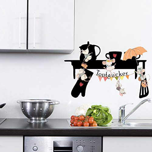 Wandtattoo Aufkleber Küchenaufkleber Dekoration Küche Mäuse Maus Topfgucker (Schwarz, Größe 1 = 46 x 30cm) von Sunnywall