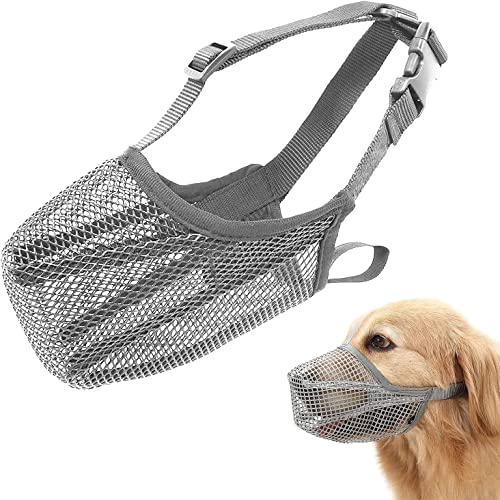 Maulkorb für Hunde,Mesh Hundemaulkorb,Maulkorb für Hunde mit abgerundetem Mesh,Atmungsaktiver Maulkorb für Hunde,Verstellbarer Atmungsaktiver Mesh Maulkorb von Sunshine smile