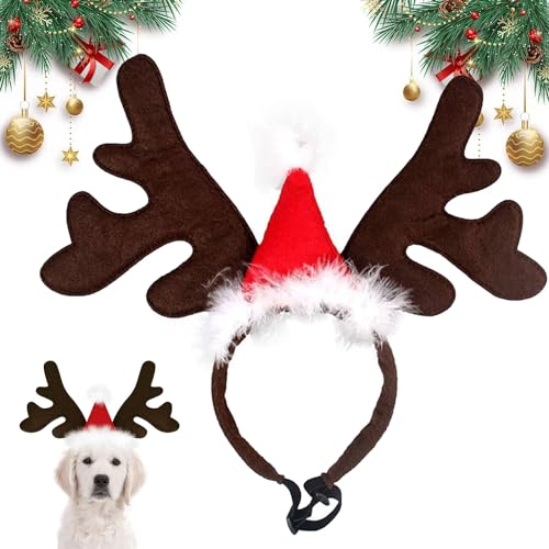 Weihnachten Haustier Stirnband,Hund Rentier Geweih Stirnband,Haustier Kopfschmuck Haarreif,Katze Rentier Geweih Weihnachtskostüm,Elch Kopfbedeckung Verstellbare,Weihnachts Kopfschmuck Hunde Kostüm von Sunshine smile
