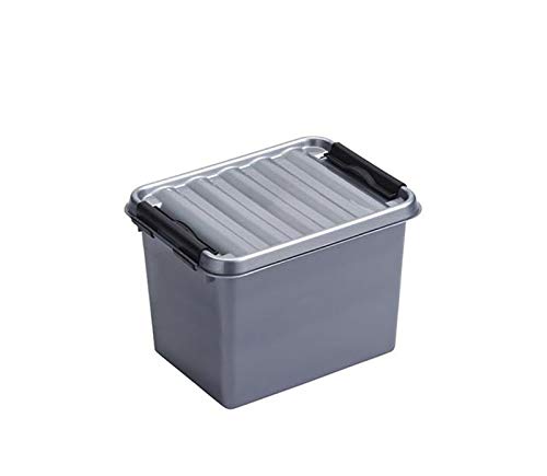 6 Stück - SUNWARE Q-Line Box - 3,0 Liter - 20 x 15 x 14cm - silber/schwarz von Sunware