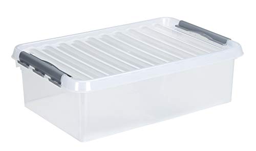 6 x SUNWARE Q-Line Box - 32 Liter - 60 x 40 x 18cm - transparent/metallic von Sunware