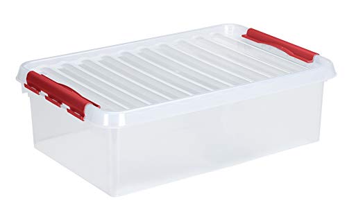 6 x SUNWARE Q-Line Box - 32 Liter - 60 x 40 x 18cm - transparent/rot von Sunware