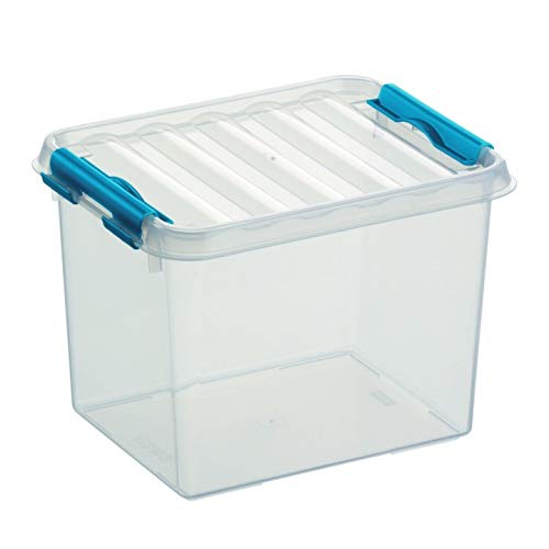 6 Stück - SUNWARE Q-Line Box - 3 Liter - 200 x 150 x 140mm - transparent/blau von Sunware
