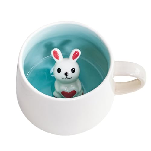 3D-Tiertasse, 3D Tier Kaffee Tasse, Lustige Cartoon Keramik Tierfigur in der Teetasse, Milchmorgenbecher, Weihnachten Geburtstag für Freunde, Familie und Kinder (Kaninchen) von Supatmul
