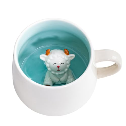 3D-Tiertasse, 3D Tier Kaffee Tasse, Lustige Cartoon Keramik Tierfigur in der Teetasse, Milchmorgenbecher, Weihnachten Geburtstag für Freunde, Familie und Kinder (Lamm) von Supatmul