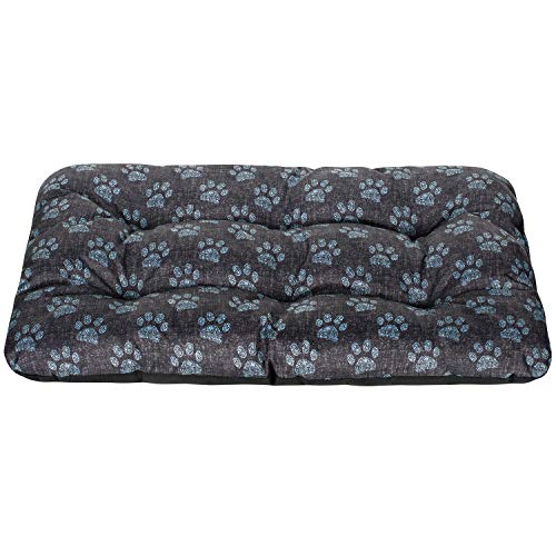 SuperKissen24. Hundebett Hundekissen Hundematratze Tierbett für Kleine, Mittlere und Grosse Hunde - Wasserdicht, Waschbar - Größe XL - Schwarz und Grau - Pfoten aus flachs von SuperKissen24.