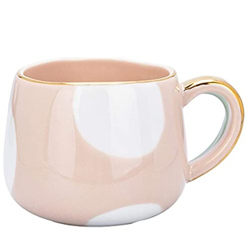 SuperglockT Kaffeetasse Keramiktasse mit Goldrand Espressotassen 320ml Teetasse Porzellan Kaffeebecher Geschenk für Frau Mann Geburtstag Valentinstag Muttertag Hochzeit (Rosa) von SuperglockT