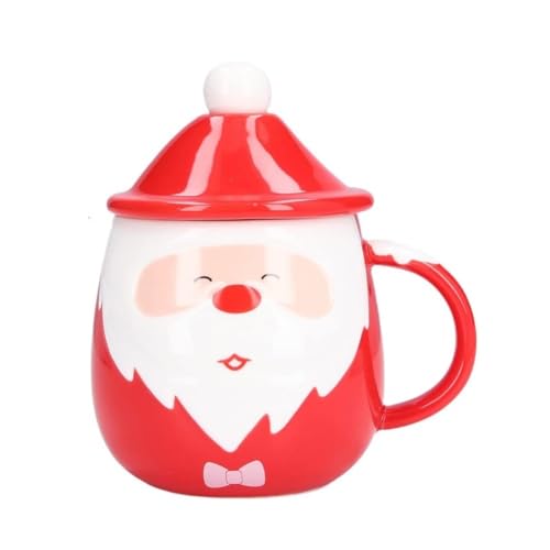 SuperglockT Keramiktasse Cartoon Weihnachtsmann Gesicht Motiv Kaffeetasse lustige Weihnachtstasse 450ml Kaffeebecher Teetasse Geschenk für Freund Kollege Frauen Männer (D) von SuperglockT