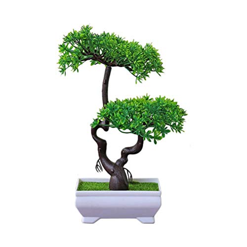 SuperglockT Künstliche Bonsai Baum Pflanze Kunstpflanzen im Topf Kunstbaum Kunstblumen Fensterdeko Tischdeko Dekopflanze für Haus Büro Höhe ca. 25cm (Grün) von SuperglockT