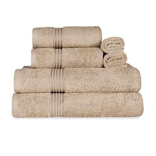 Superior Handtuch-Set, ägyptische Baumwolle, 6-teilig, Badezimmer-Essentials, Handtücher für Badezimmer, Wohnung, Airbnb, Gästebad, Gesicht, Hand, Badetücher, Waschlappen, saugfähig, schnell von Superior