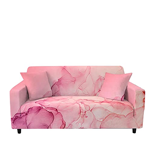 Surwin Elastisch Sofa Überwürfe 1 2 3 4 Sitzer, 3D Muster Sofabezug Stretch Schonbezug Universal Sofahusse für Armlehnen Sofa Abdeckung Polyester Couchbezug (Rosa,2 Sitzer (145-185cm)) von Surwin